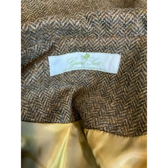 Great Scot! Lady Mary Brown Herringbone Wool Tweed Double Breasted Jacket Sz 12 - Picture 7 of 7